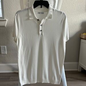 Zara Men's Ivory Polo Shirt